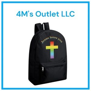 Black Backpack with Rainbow Cross Design Set Of 2